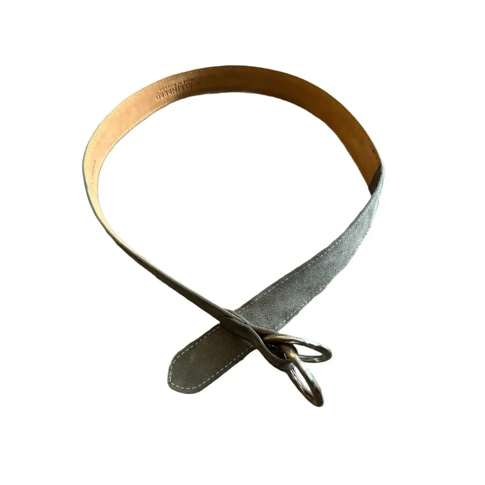 W. Kleinberg Suede Belt with O-ring Buckles Charcoal 34 Inches